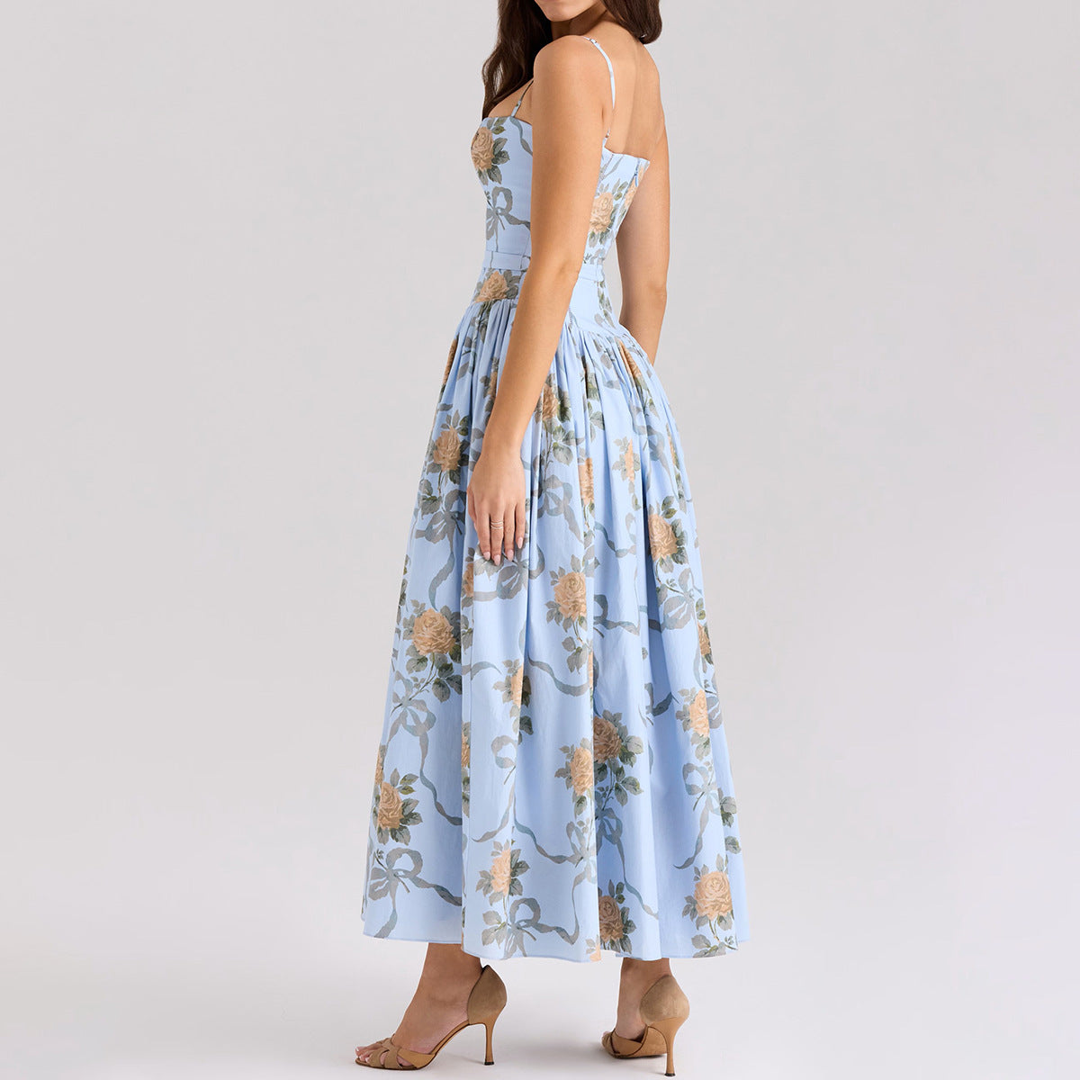 Backless Floral Maxi Dress