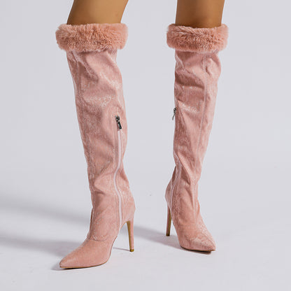 High Knee Leg Boot Large Tube Heel Boots