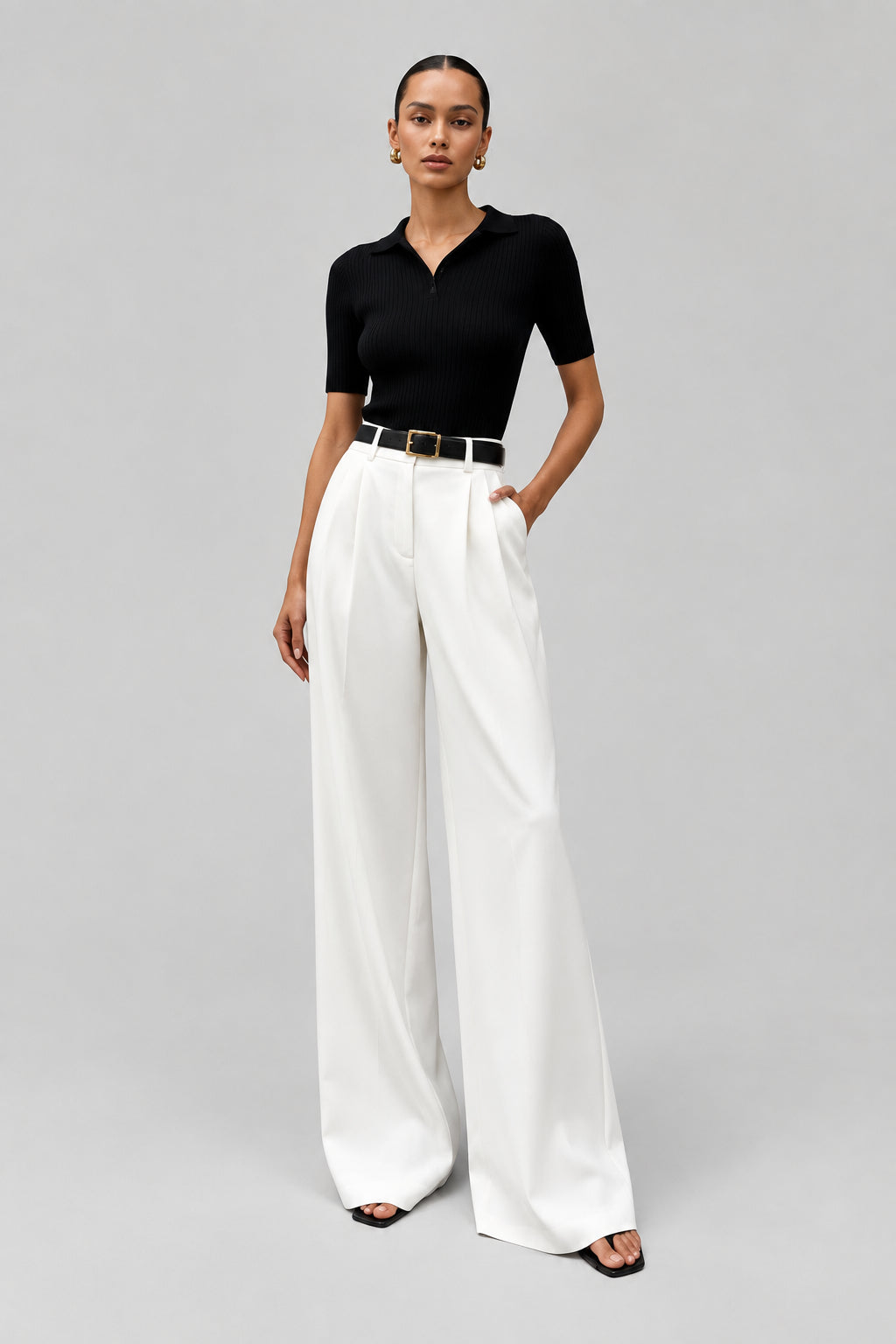 The White Column Wide-Leg Trousers