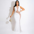 Sheer Design Mopping Evening Dress