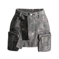 Vintage Sheath Camouflage Denim Skirt