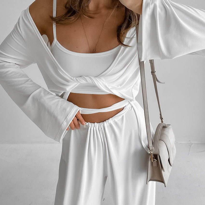 Long Sleeve Three Piece Loungewear Pajamas Set