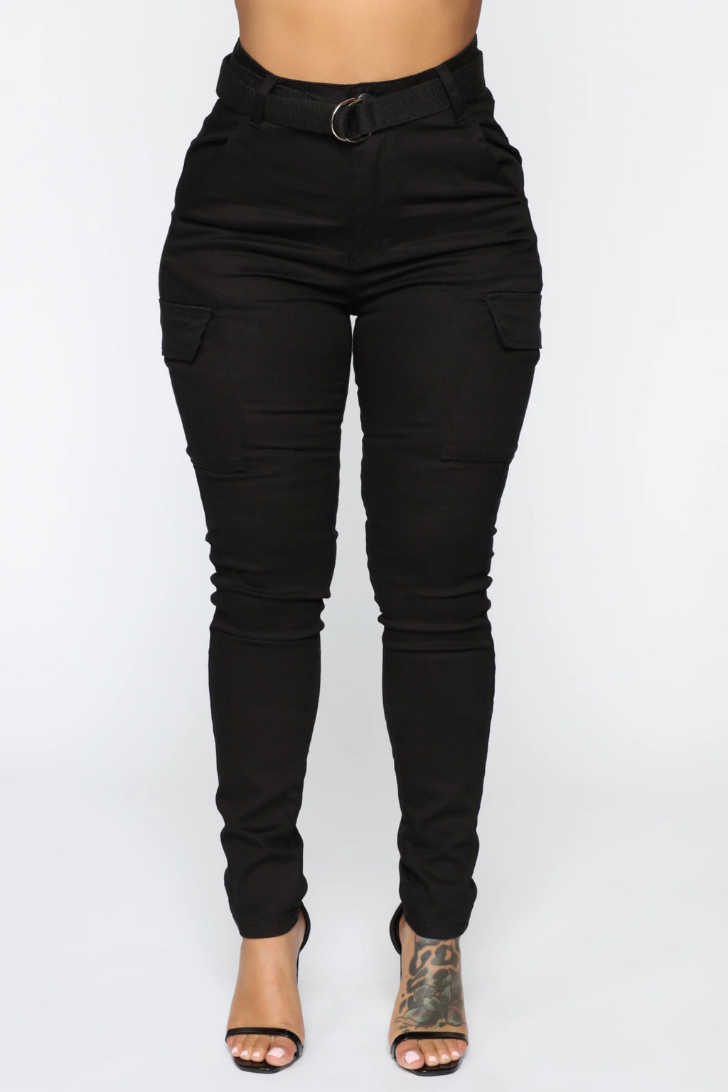 Skinny Stretch Belt Pants