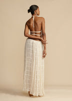 Backless Lace Knitted Skirt Set