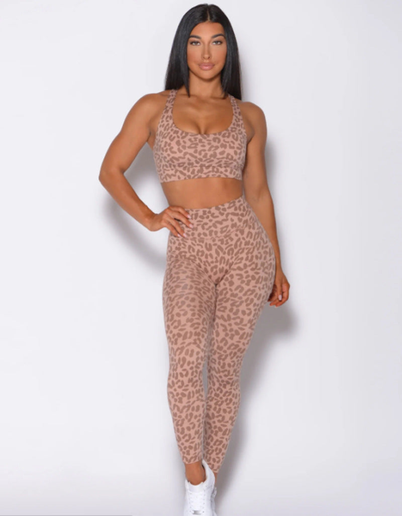 Leopard Print Skinny Fitness Yoga Suit