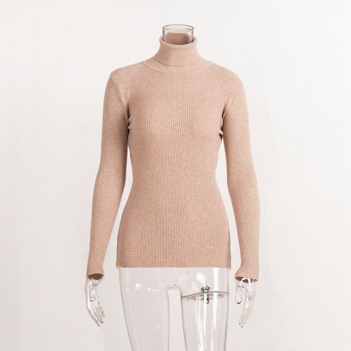 Lengthened Knitted Turtleneck Sweater