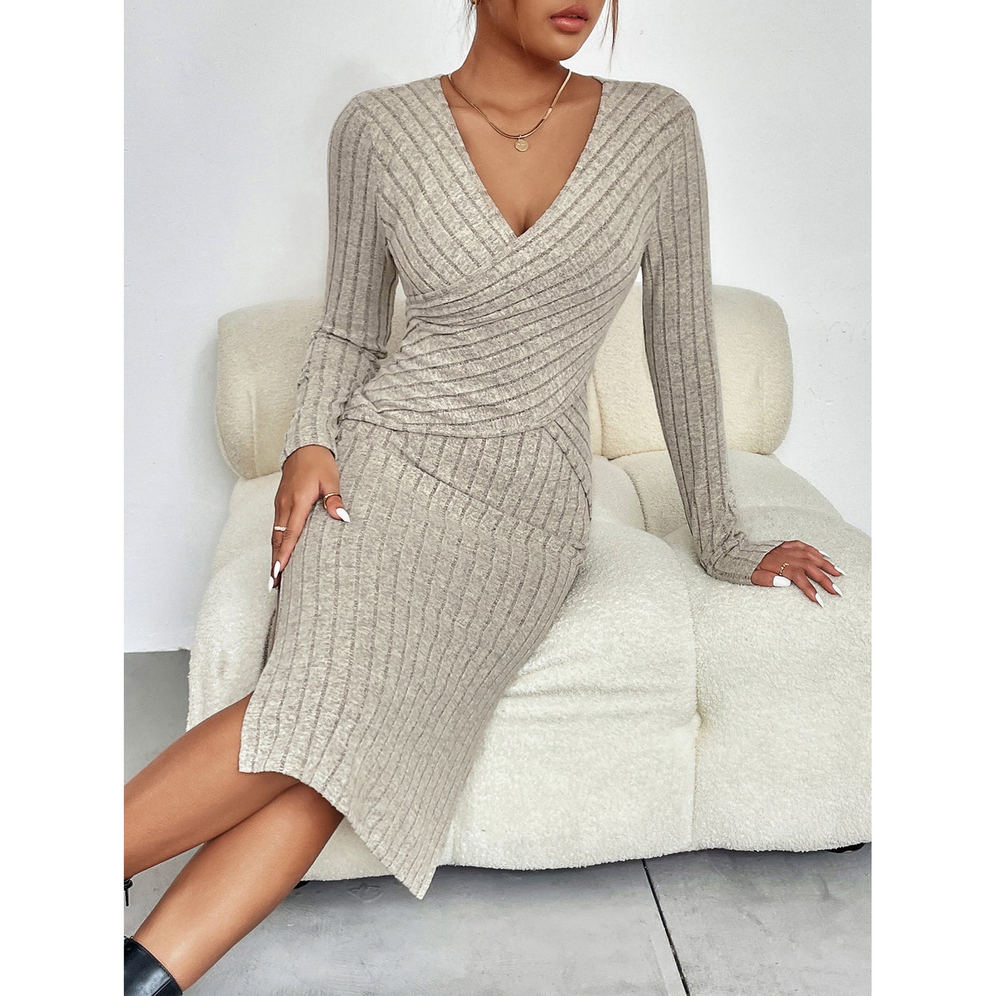 Split Long Sleeve Dress