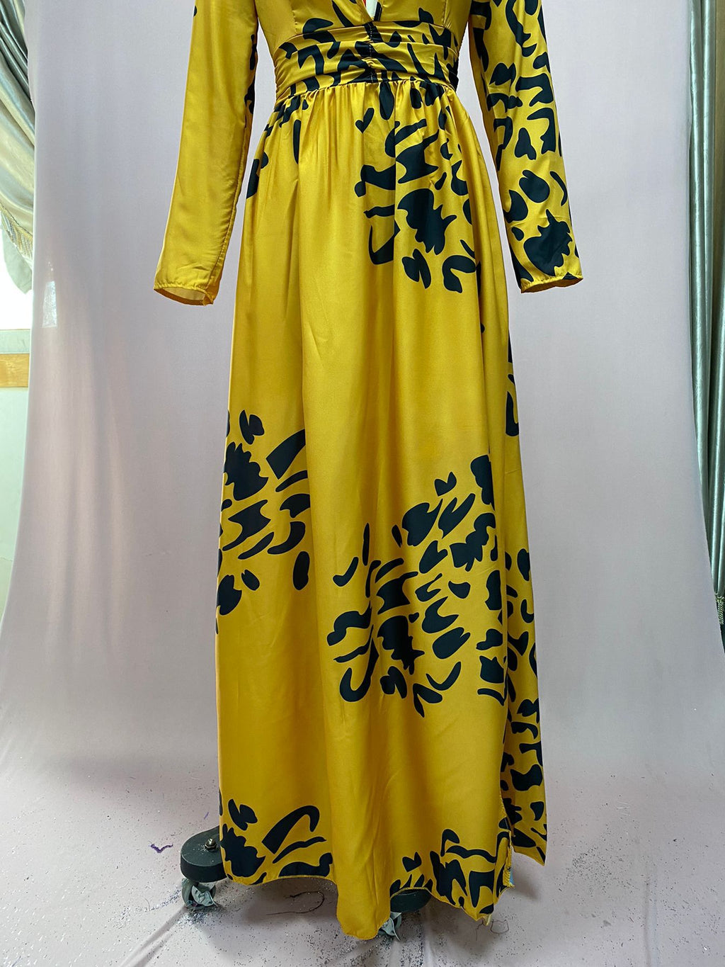 Split Leopard Print Slim Fit Sexy Deep V Plunge Dress