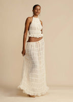 Backless Lace Knitted Skirt Set