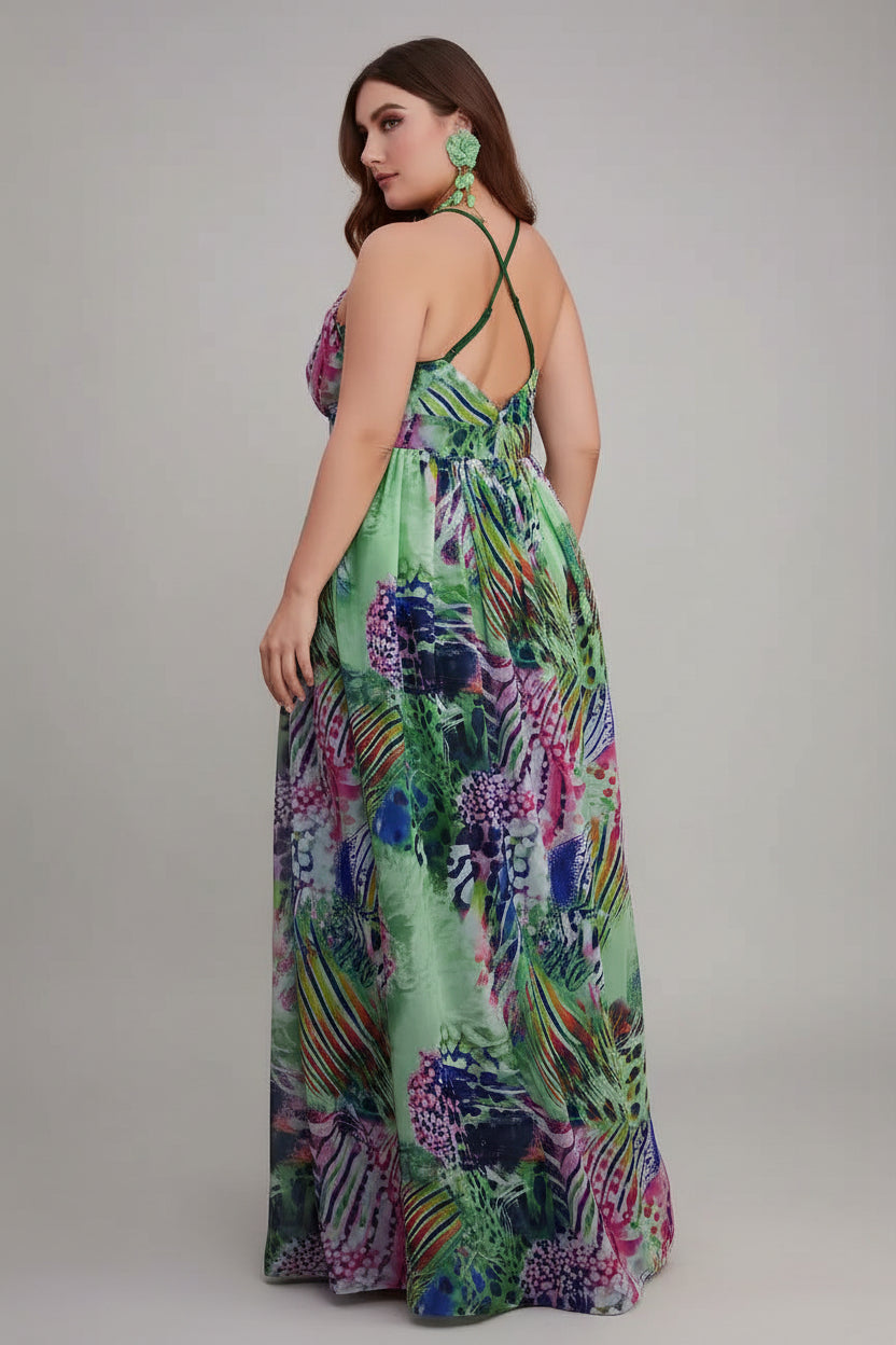 Curve Chiffon Spaghetti Straps Maxi Dress