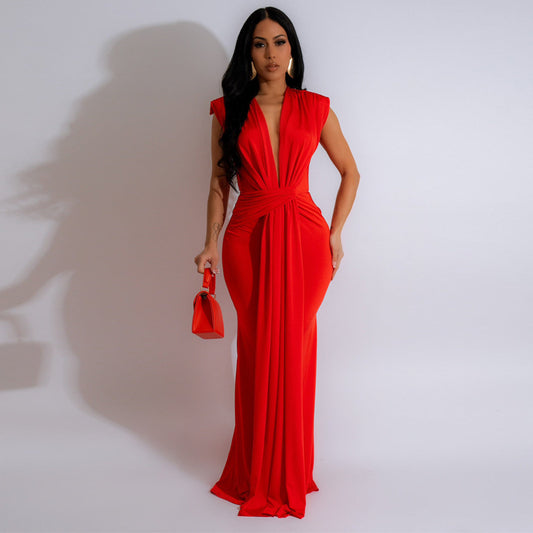 Elegant Red Wrap Dress