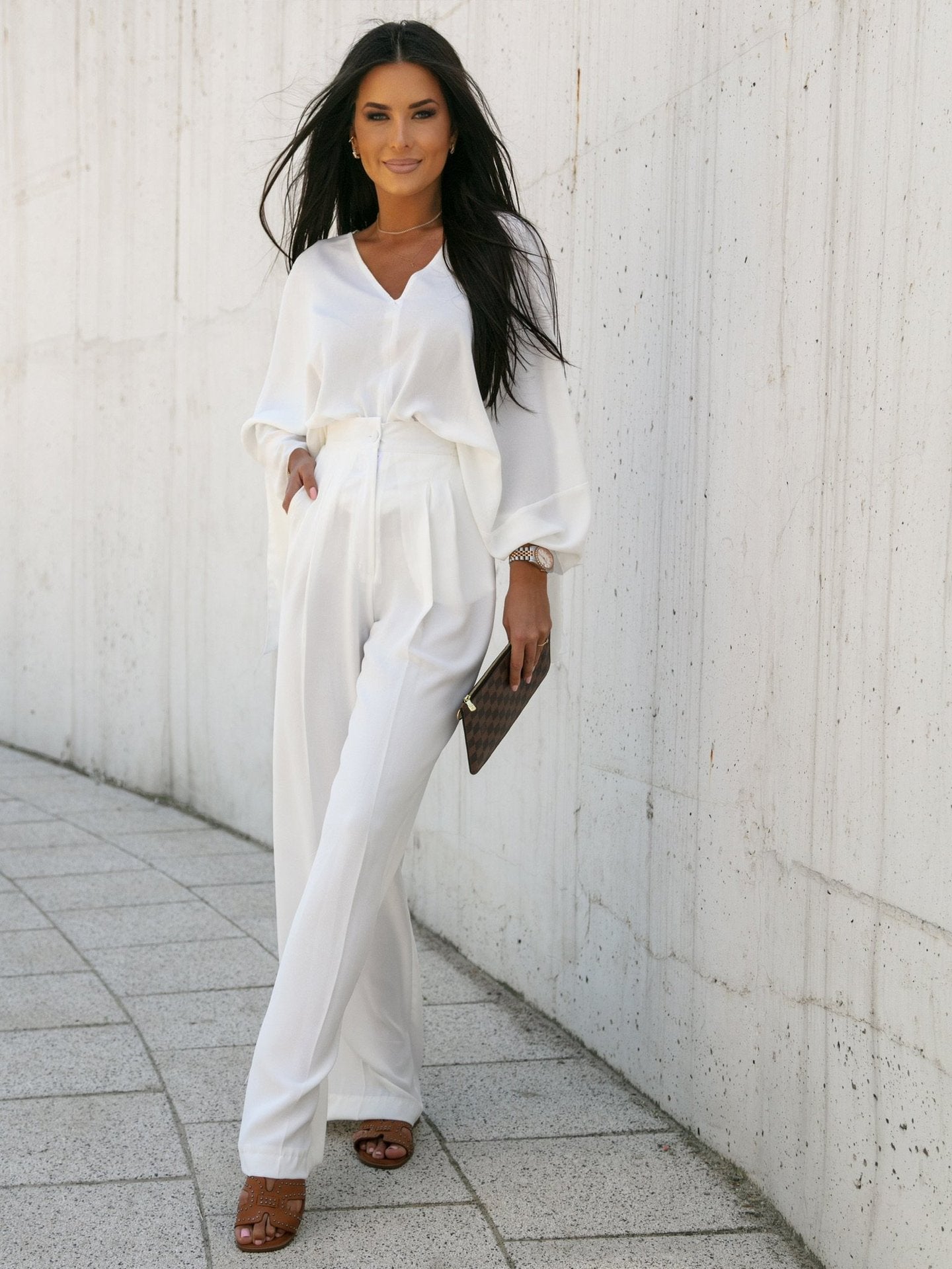 Batwing Shirt & Wide Leg Pants Set