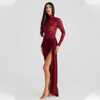 Elegant Turtleneck Bare Back Lace Set