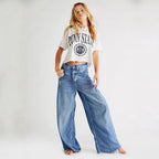Retro Washed Drooping Wide Leg Denim Jeans