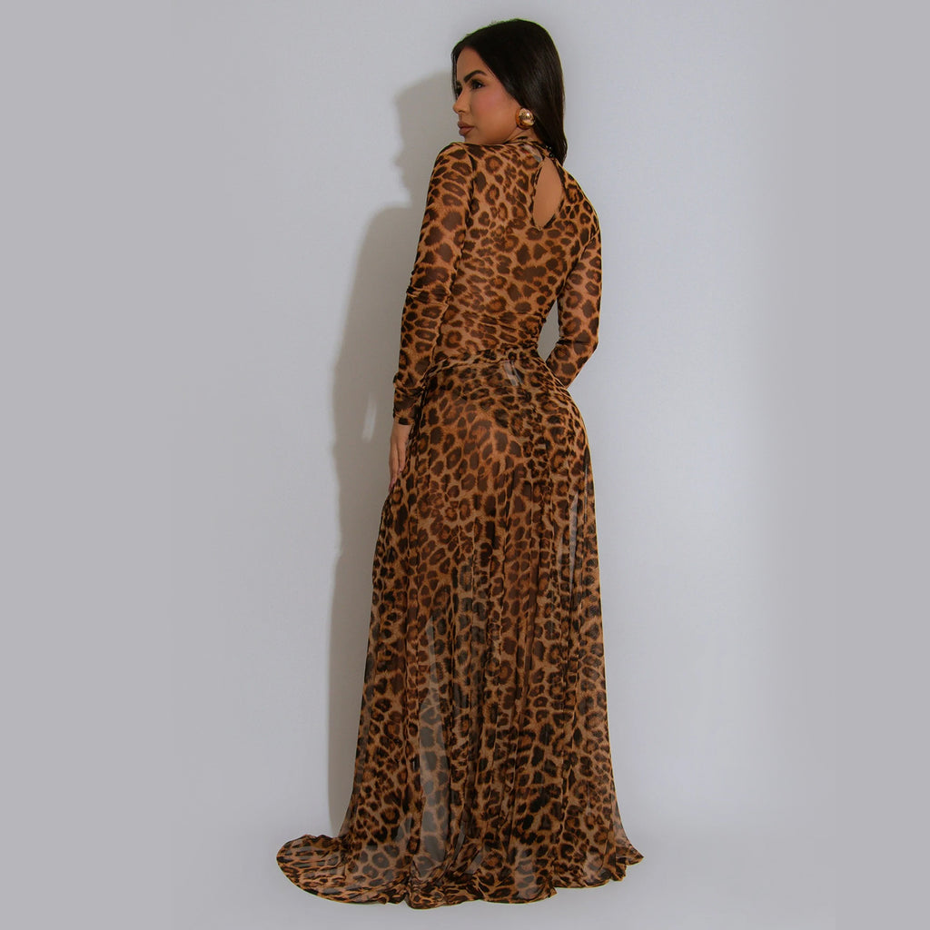 Sexy Leopard Print Split Dress