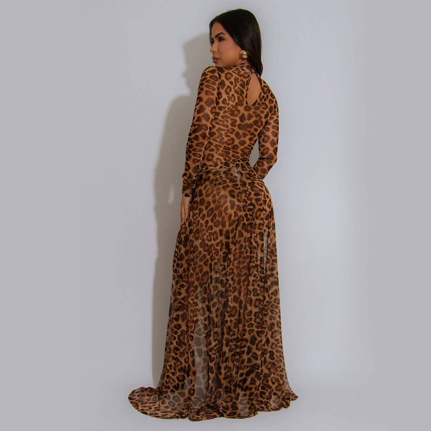 Sexy Leopard Print Split Dress