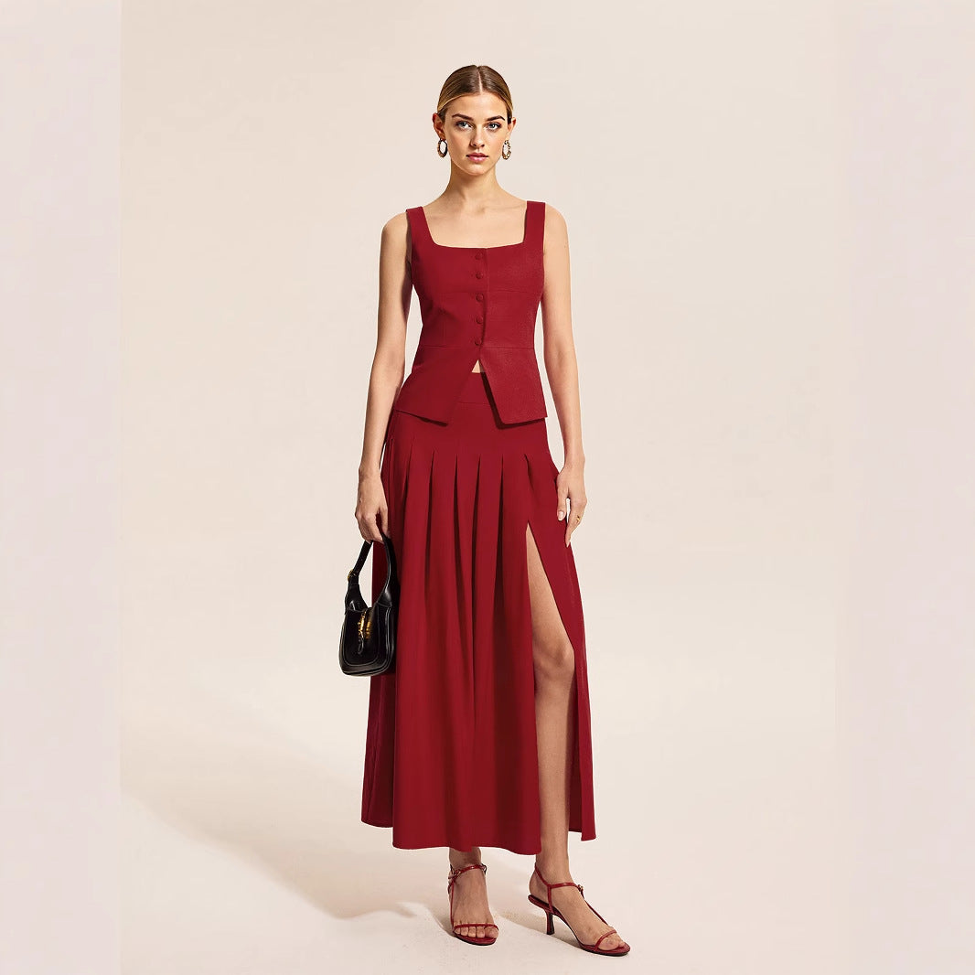 Summer 3D Cutting Cinched Sleeveless Two Piece Sets