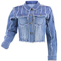 Short Frayed Irregular Asymmetric Denim Coat