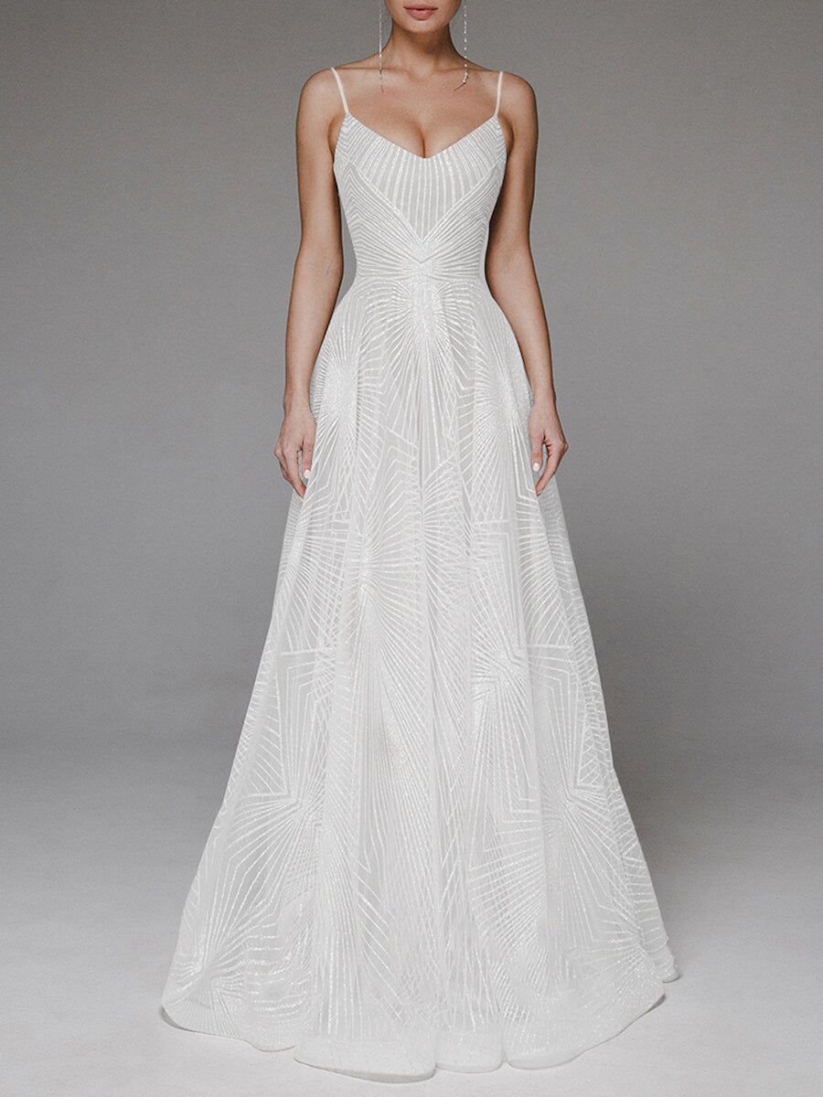 Elegant Embroidered Lace Wedding Dress