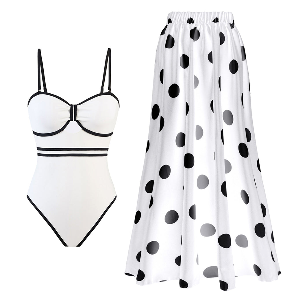 One Piece Swimsuit & Cover Skirt Set