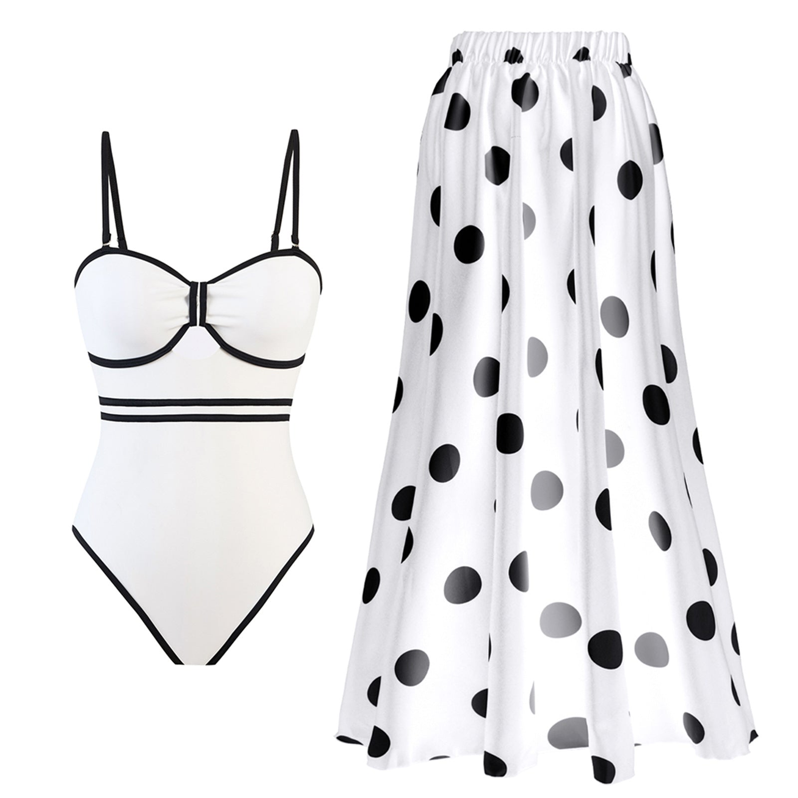 One Piece Swimsuit & Cover Skirt Set