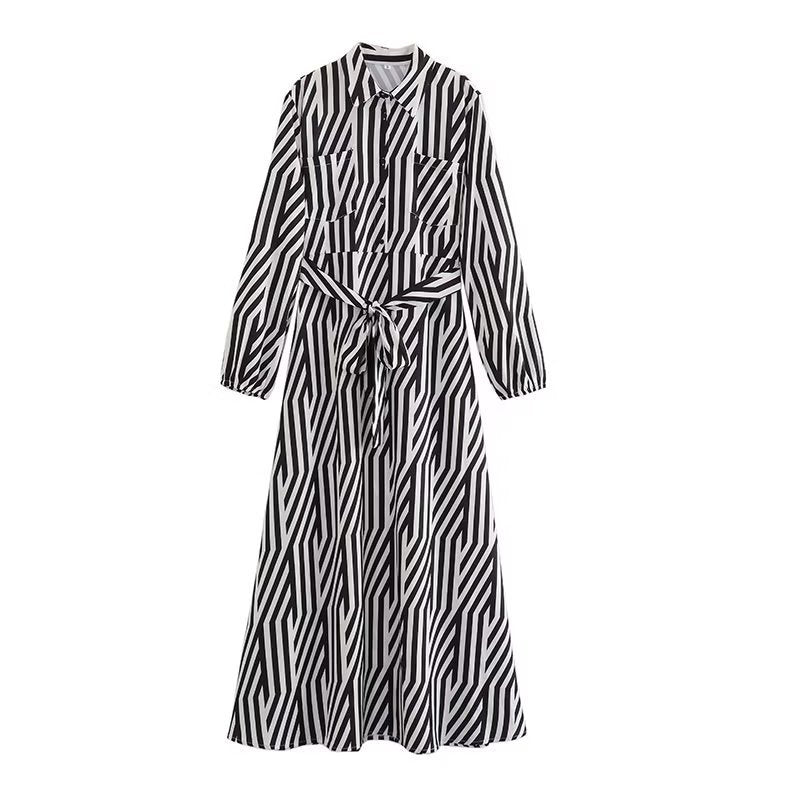 Simple Animal Pattern Wrap Dress