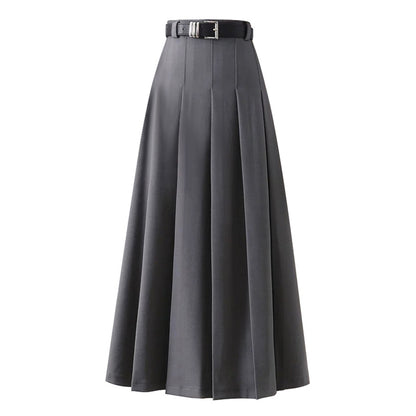 Korean Skirt Women High Waist All Matching Slim Fit Slimming Pleated Skirt Mid Length Skirt A line Dress