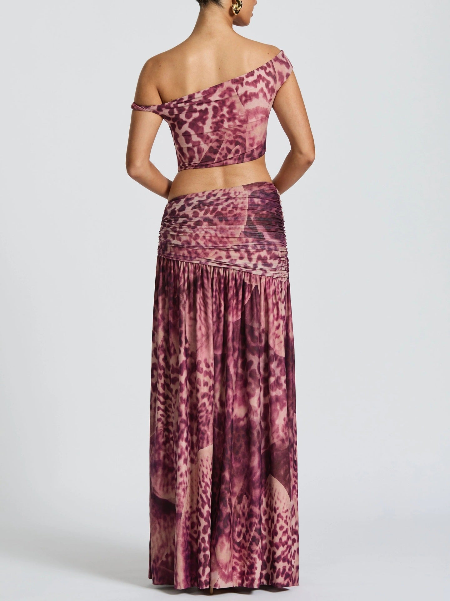 Oblique Shoulder Tops & Split Skirt Matching Sets