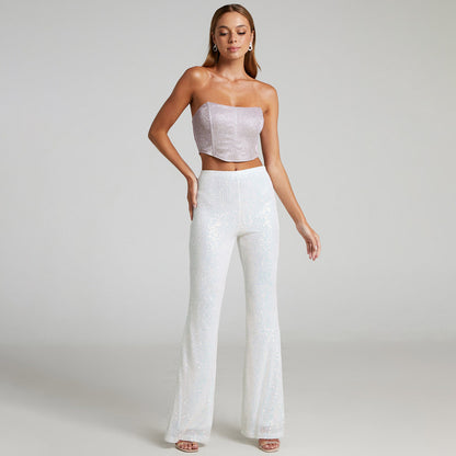 Sequin Bell Bottom Pants