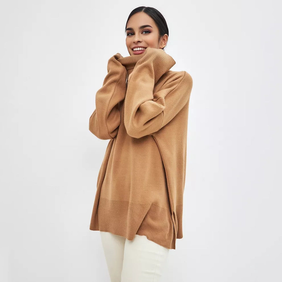 Pullover Split Turtleneck Sweater