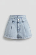 Loose Curling Denim Shorts