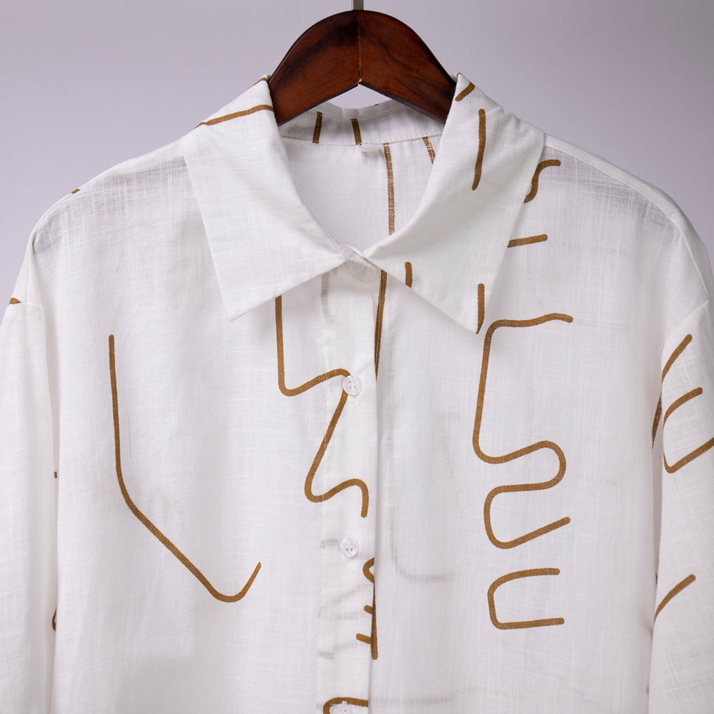 Abstract Printed Two Piece Linen Set