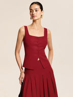 Cinched Sleeveless Two Piece Skirt Sets