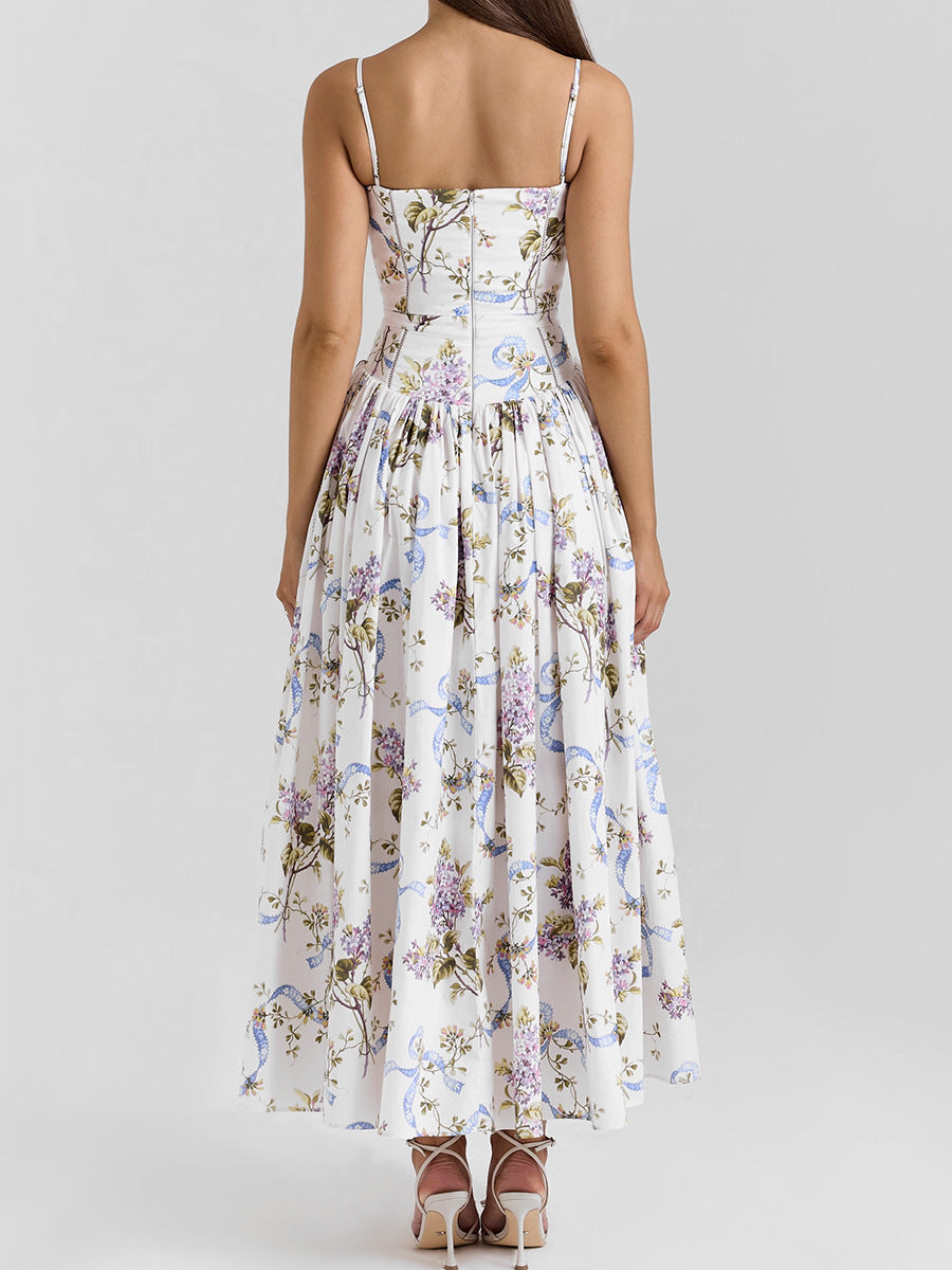 Backless Floral Maxi Dress