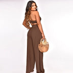 Sleeveless Crop Top & Wide Leg Pants Set