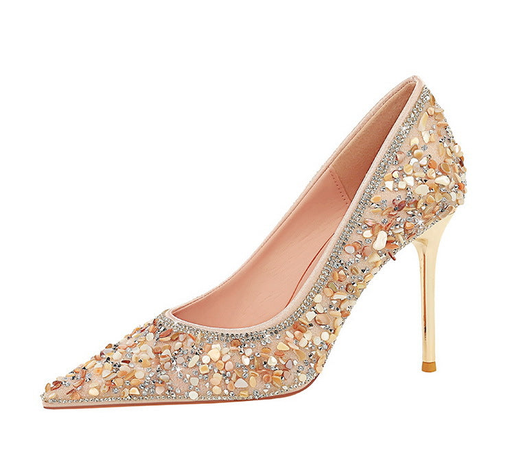 French Rhinestone Wedding Heels Shoes