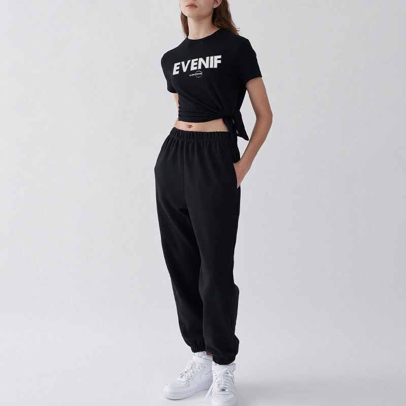 Short Sleeved Split Tie Sports Top