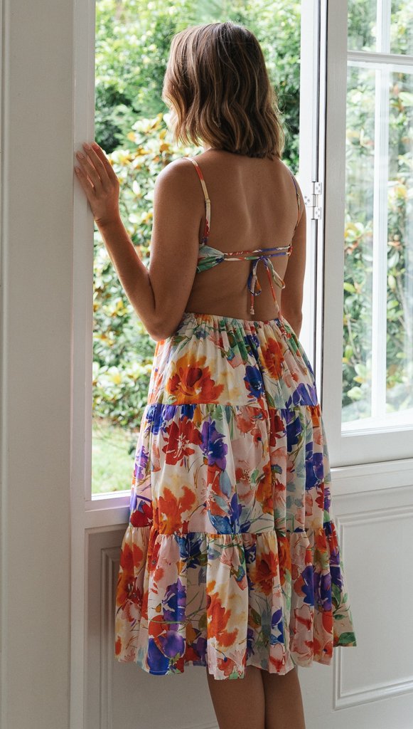 Printed Backless Large Spring Dress