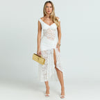 Short Sleeve Slimming Split Lace Dress