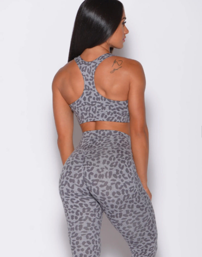 Leopard Print Skinny Fitness Yoga Suit