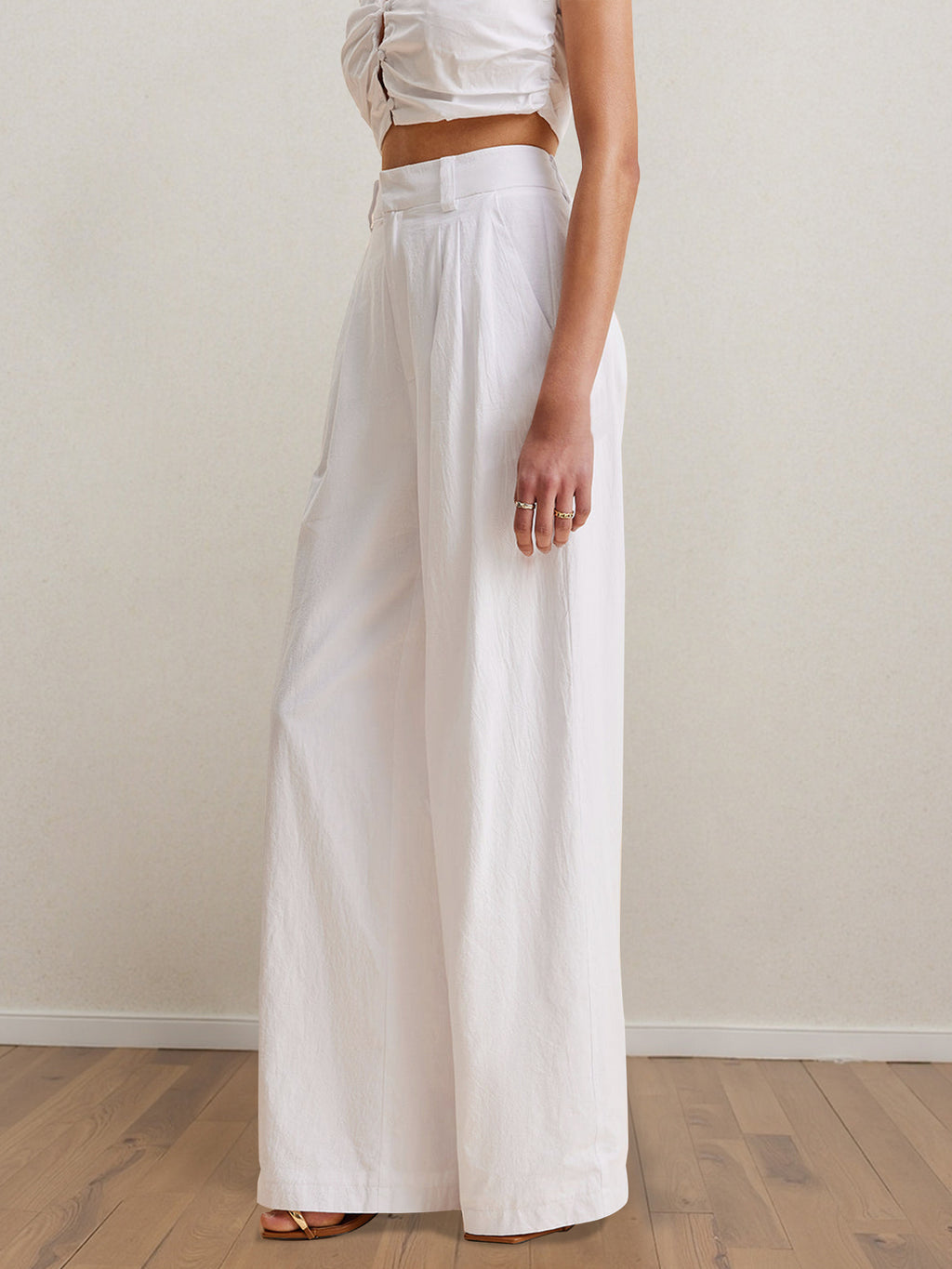 Professional White Casual off the Shoulder Trousers Set