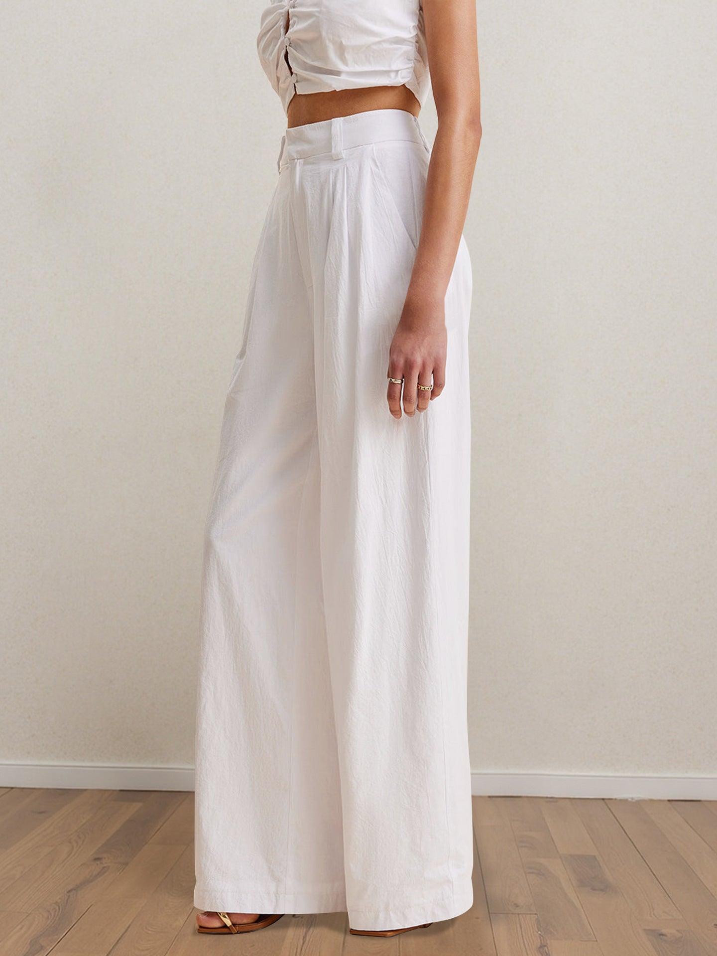 Professional White Casual off the Shoulder Trousers Set
