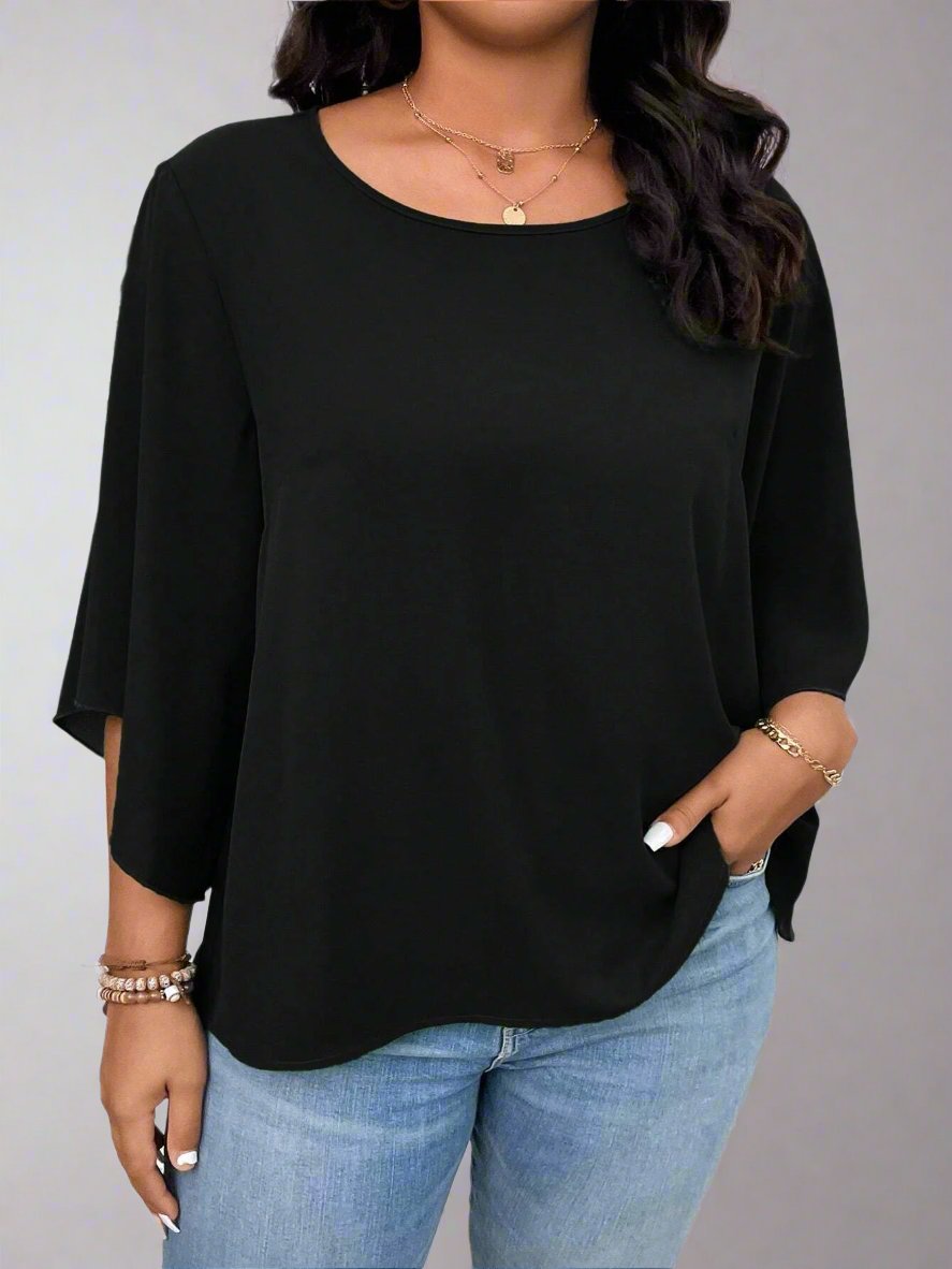 Curve Loose Fitted Split tie back T shirt