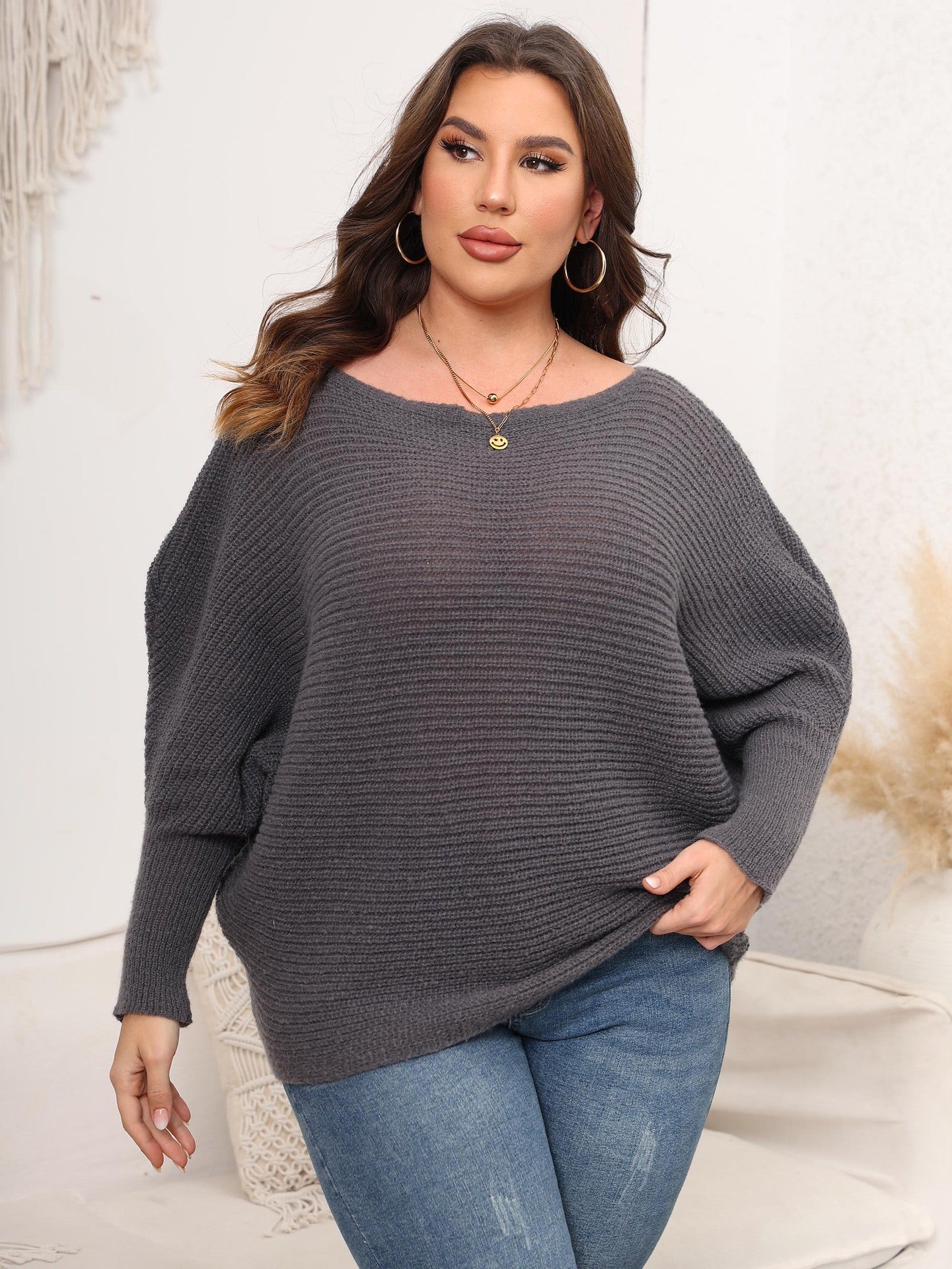 Plus Size Pullover Woven Sweater