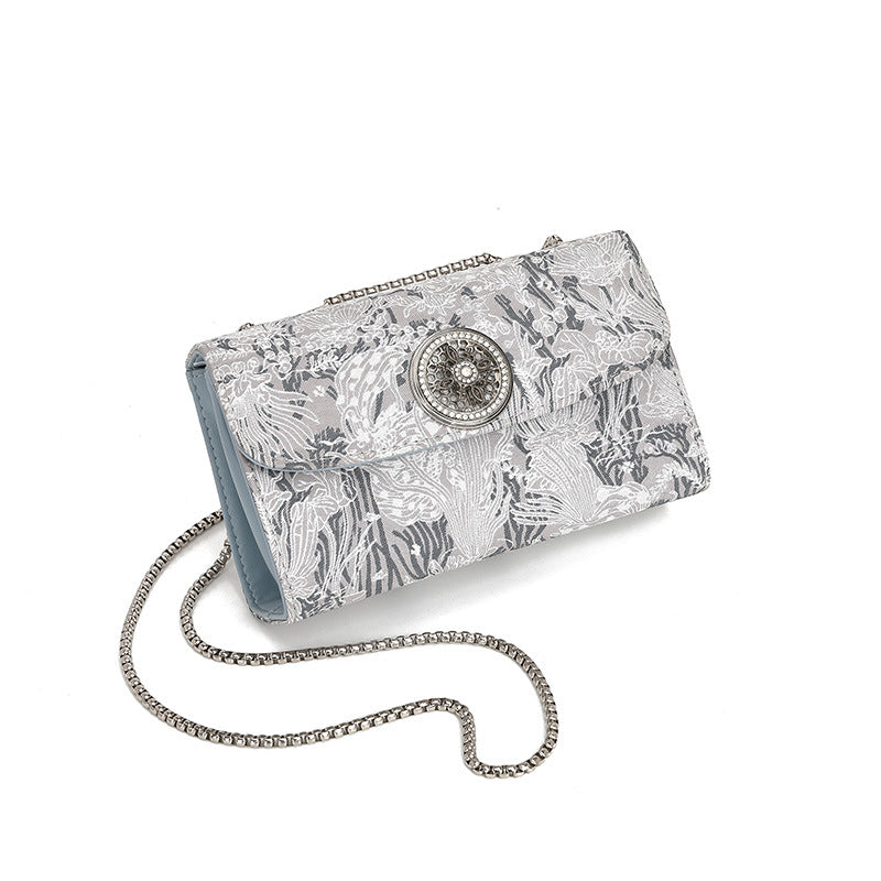 Embroidered Square Simple Chain Bag