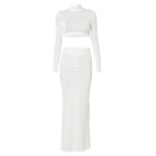 Turtleneck Top Pleated Skirt Set