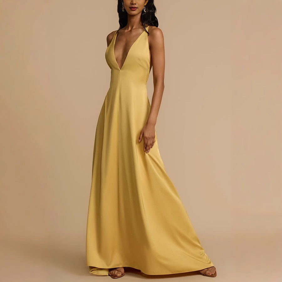 Backless Satin Maxi Dress