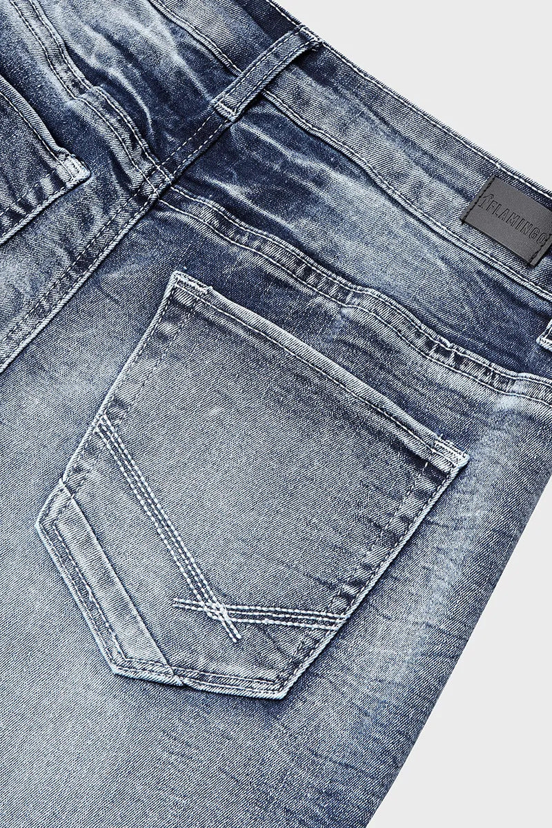 Ladies Vintage Embroidered Pocket Low Waist Jeans
