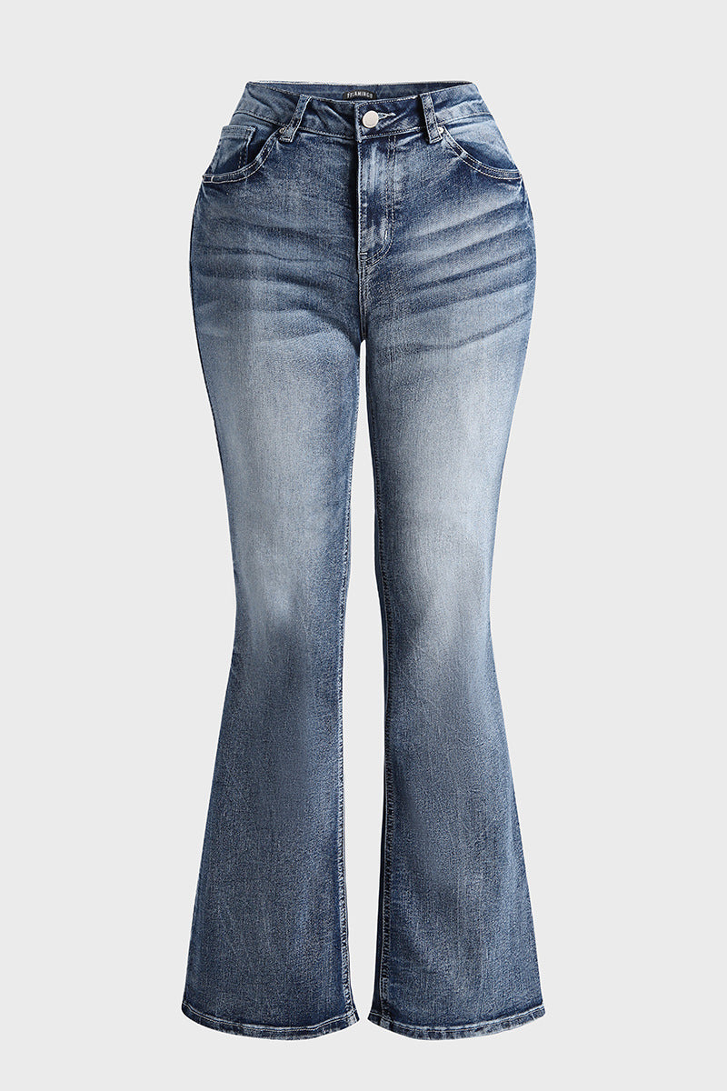 Ladies Vintage Embroidered Pocket Low Waist Jeans