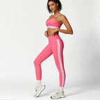 Color Block Nylon Active Set | High-Waist Pants & Sports Bra